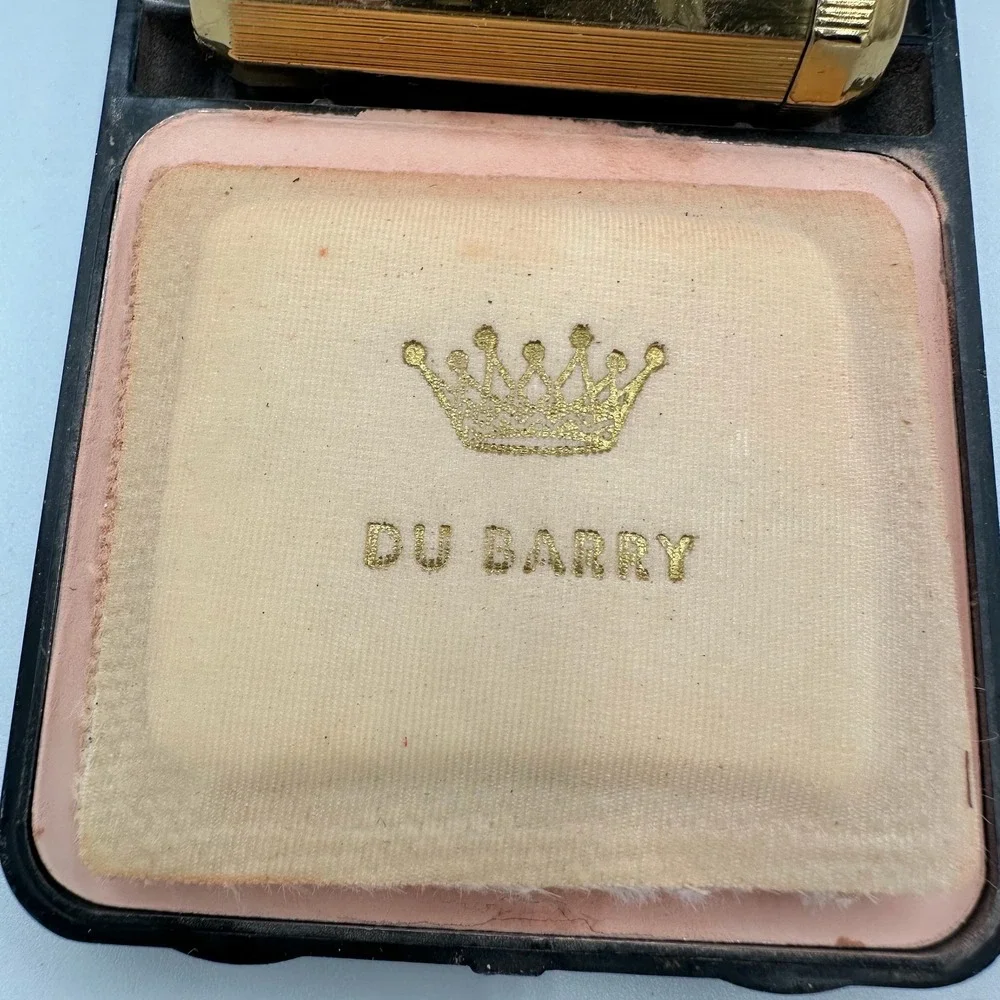 Vintage DuBarry Flatter Plus Compact w Lipstick Art Deco Vanity Makeup‎ Set